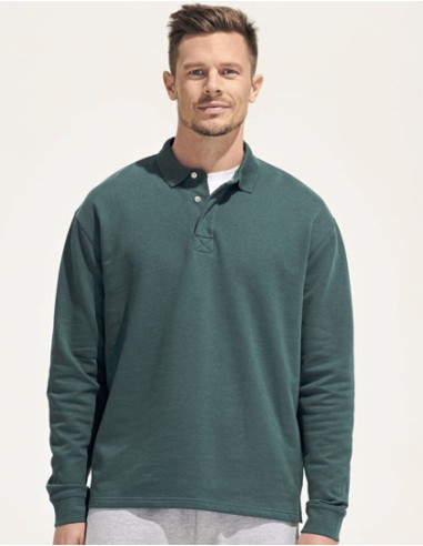 SOL-03990-Unisex Polo Collar Sweatshirt Heritage